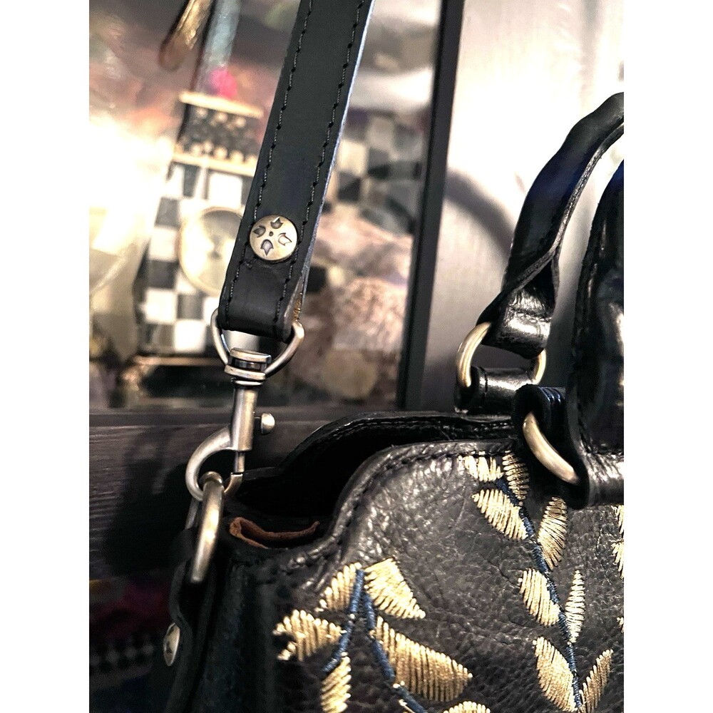 Patricia Nash Angelin BLACK Leather Satchel purse Matching Scarf  EMBROIDERED! - Picture 4 of 16